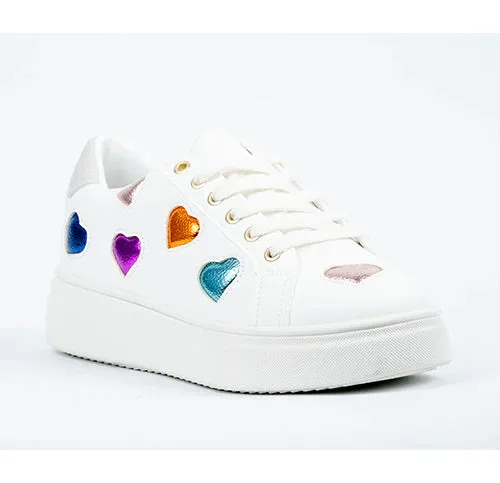 100% Leather Heart Motif Platform Sneaker (2 Colours) (Only Size 8 Left!)