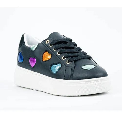 100% Leather Heart Motif Platform Sneaker (2 Colours) (Only Size 8 Left!)