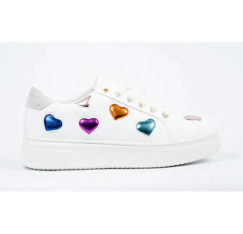 100% Leather Heart Motif Platform Sneaker (2 Colours) (Only Size 8 Left!)