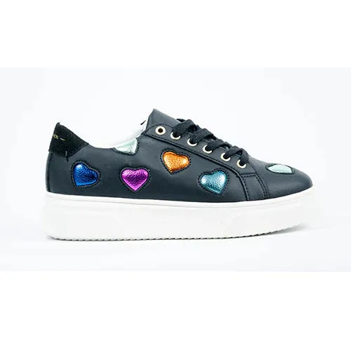 100% Leather Heart Motif Platform Sneaker (2 Colours) (Only Size 8 Left!)