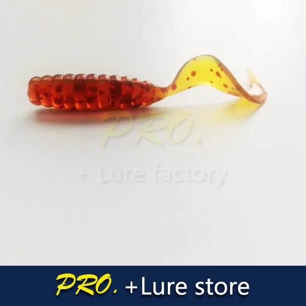 100pcs Soft plastic artificial isca pesca circle tail protein Grub lure fishing worm moggot grub lure baits 4cm