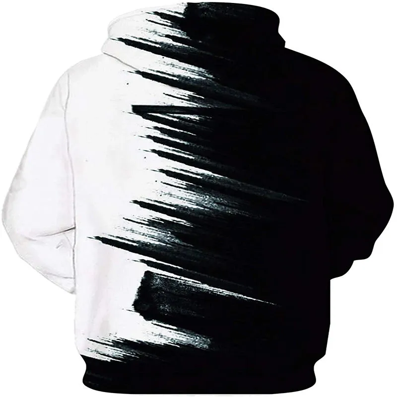 3D Printed White Hoodie with Big Pockets for Men - Unique Graphic Design