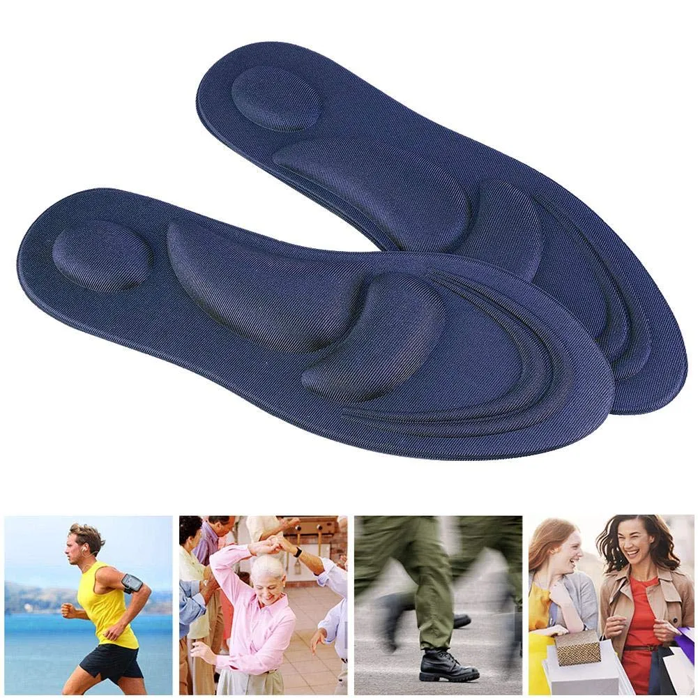 Alomejor Orthotic Insoles Full Length Comfortable Flat Feet Orthotic Inserts with Arch Support Best Shock Proof Shoes Pad Dark Blue Men