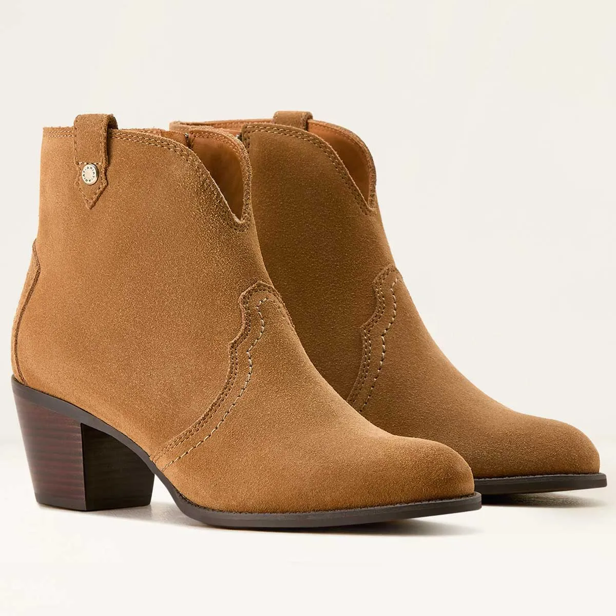 ARIAT Tilbury Ankle Western Boots - Womens - Carmel Suede