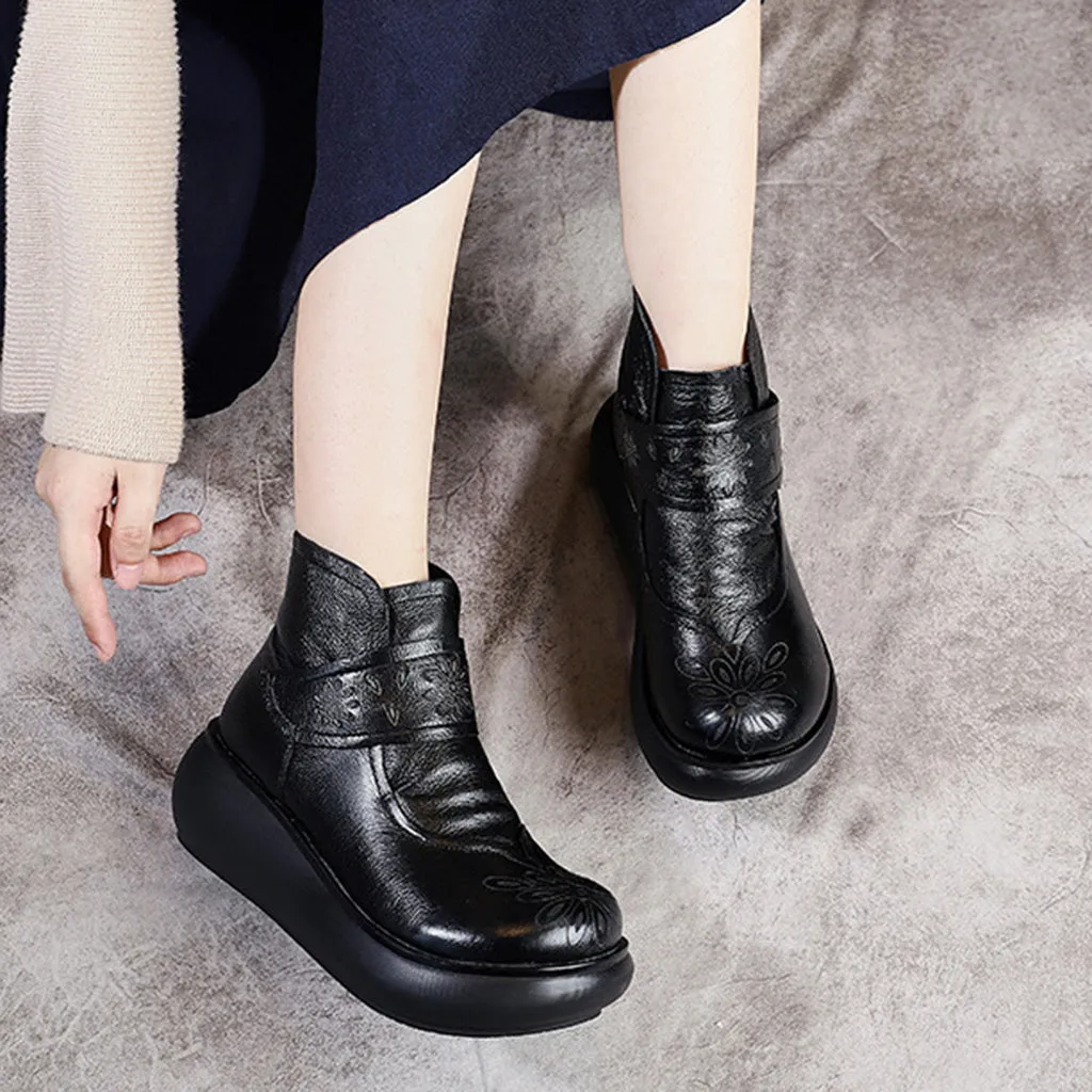 Autumn Winter Retro Leather Short Boots | Gift Shoes