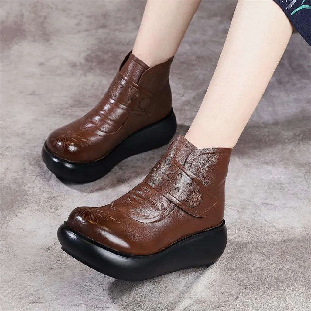 Autumn Winter Retro Leather Short Boots | Gift Shoes