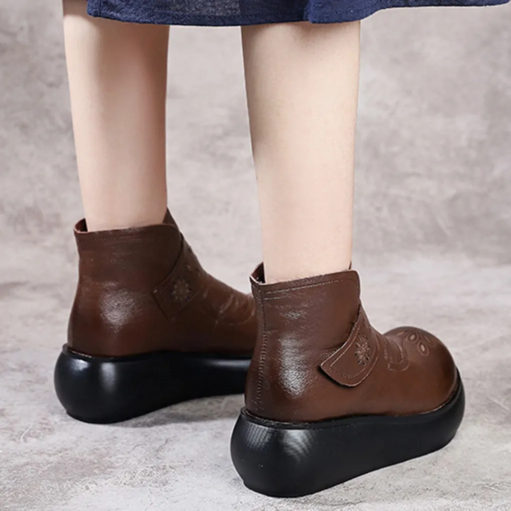 Autumn Winter Retro Leather Short Boots | Gift Shoes