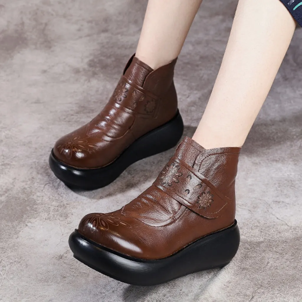 Autumn Winter Retro Leather Short Boots | Gift Shoes