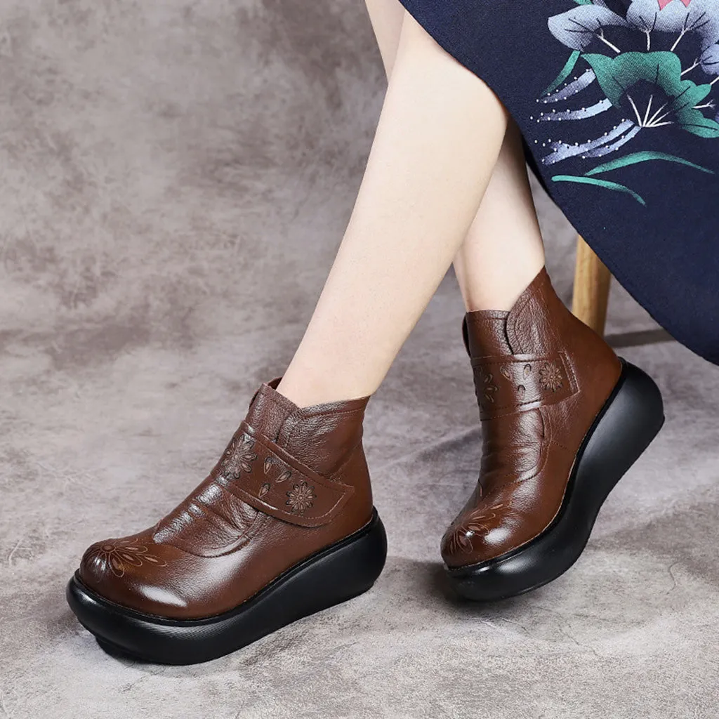 Autumn Winter Retro Leather Short Boots | Gift Shoes