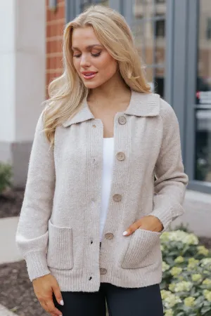 Beige Button Down Sweater Cardigan - FINAL SALE