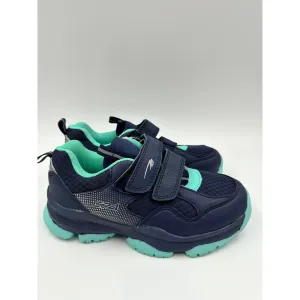 Big Kid Size 3, Blue Sneaker w/ Straps, Light Blue Trim