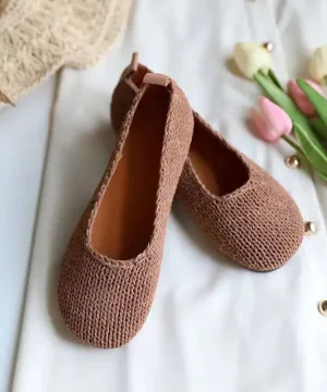 Boutique Comfortable Coffee Flat Shoes Sheepskin Splicing ML1039