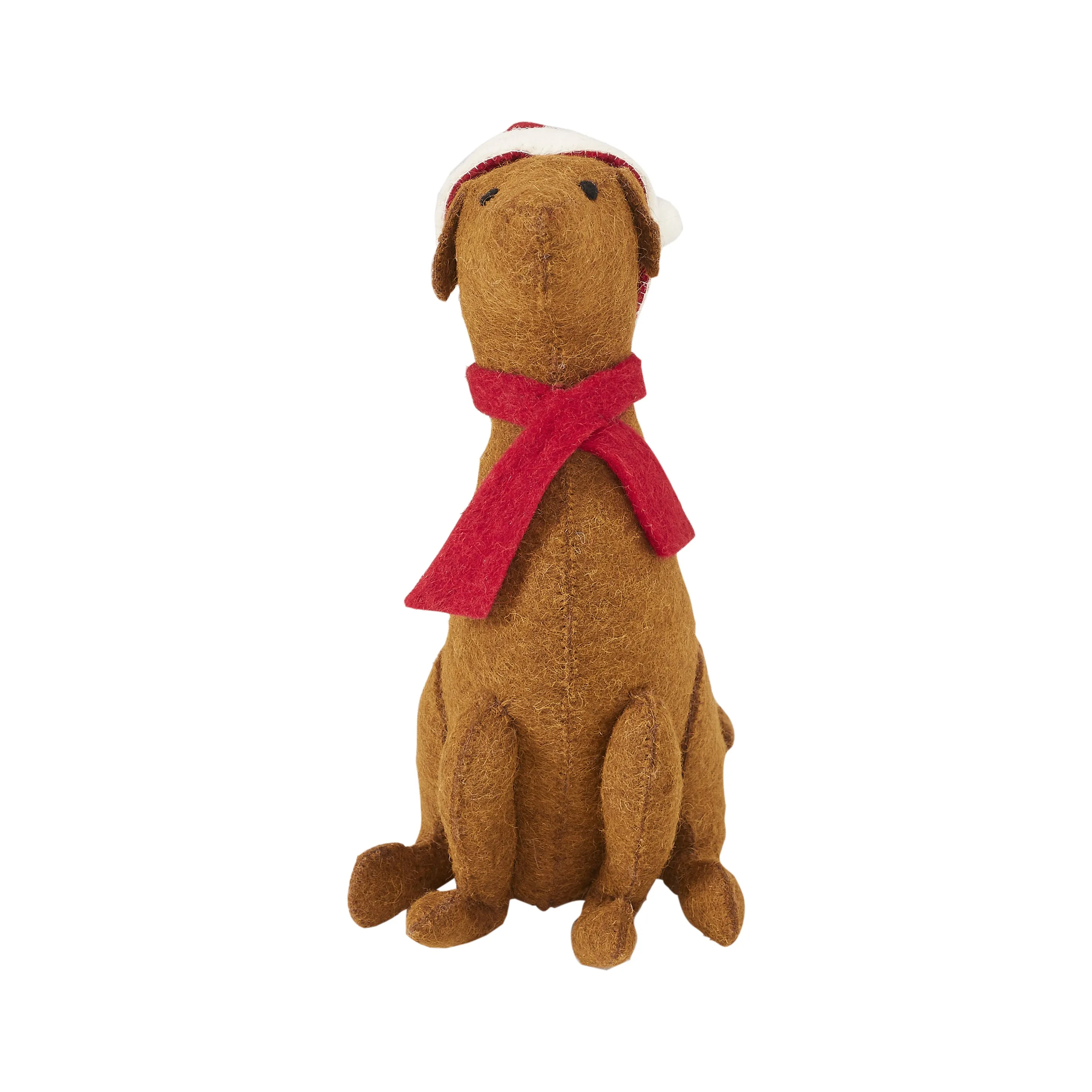 Brown Lab with Santa Hat Christmas Tree Topper in Hand Felted Wool