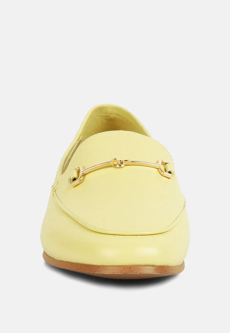 DARETH Horsebit Flat Heel Loafers in Yellow