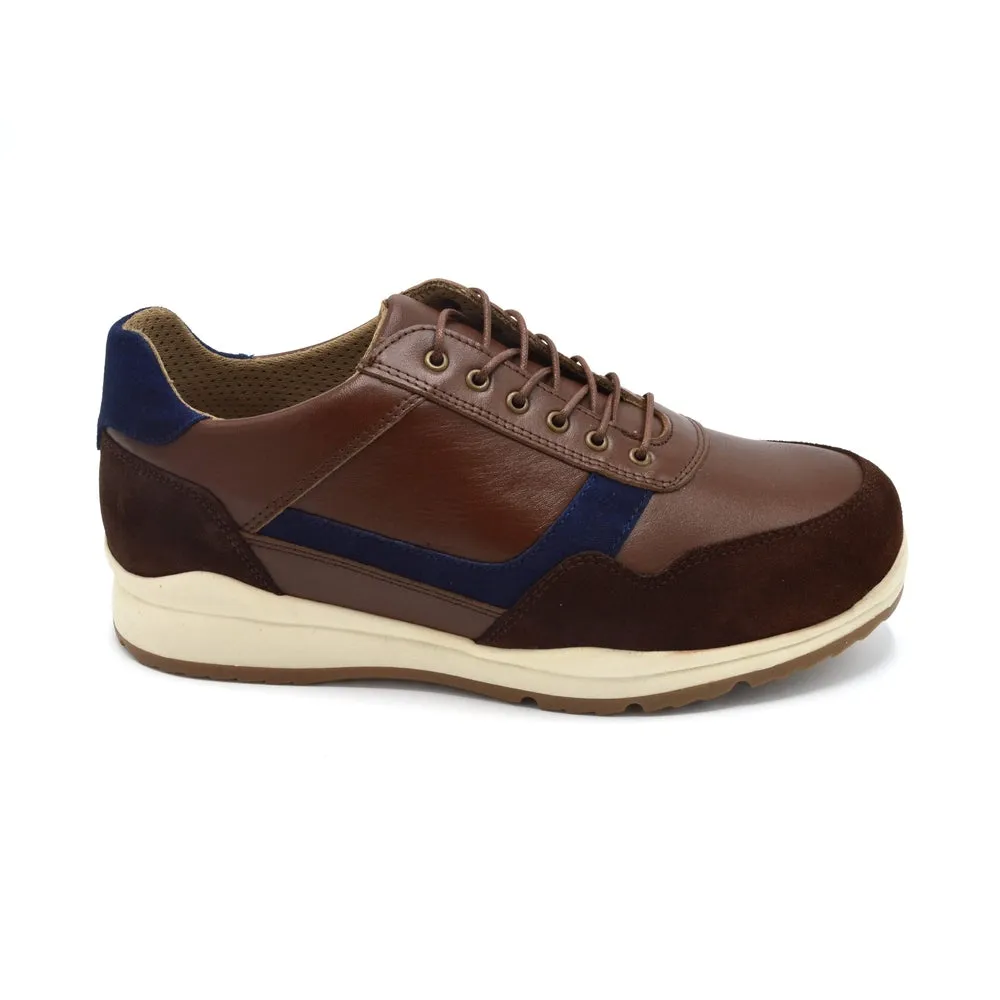 DB Benedict - Mens Extra Wide Fit Trainer/Shoe - 6V (6E-8E) Fitting - Brown Leather