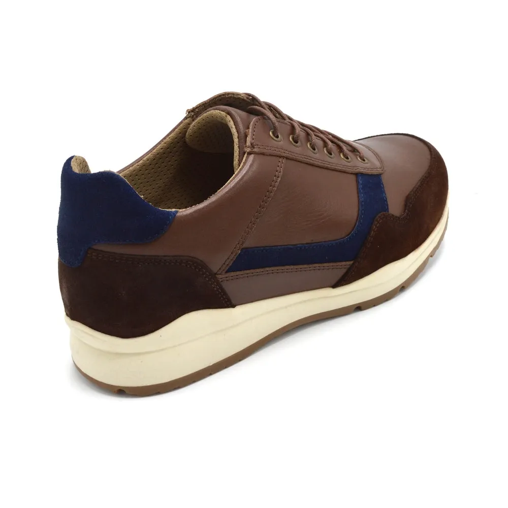 DB Benedict - Mens Extra Wide Fit Trainer/Shoe - 6V (6E-8E) Fitting - Brown Leather