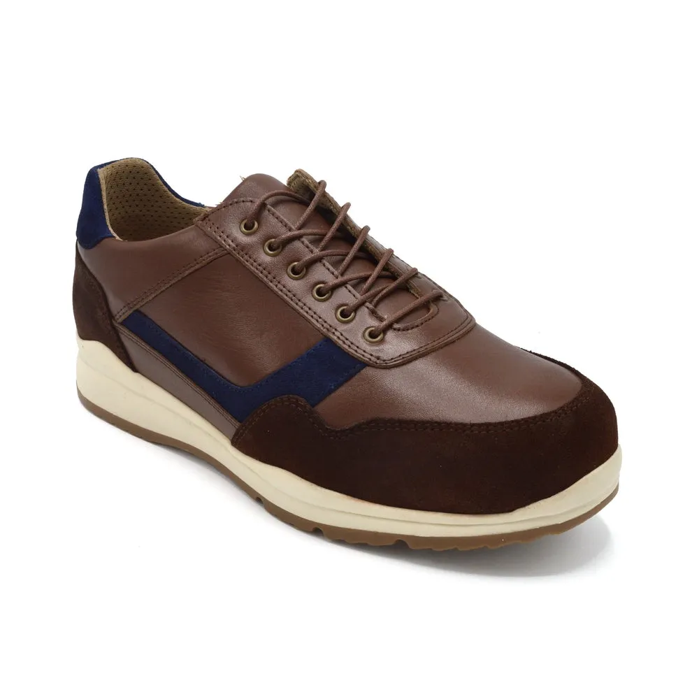 DB Benedict - Mens Extra Wide Fit Trainer/Shoe - 6V (6E-8E) Fitting - Brown Leather