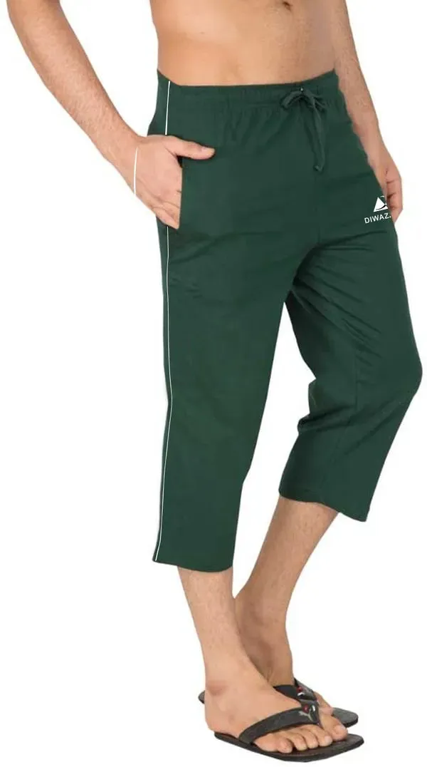 Diwazzo Solid Men Three Fourths(Dark Green)