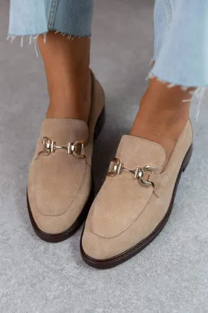 Double Buckle Suede Low Top Loafers One Foot Stirrups