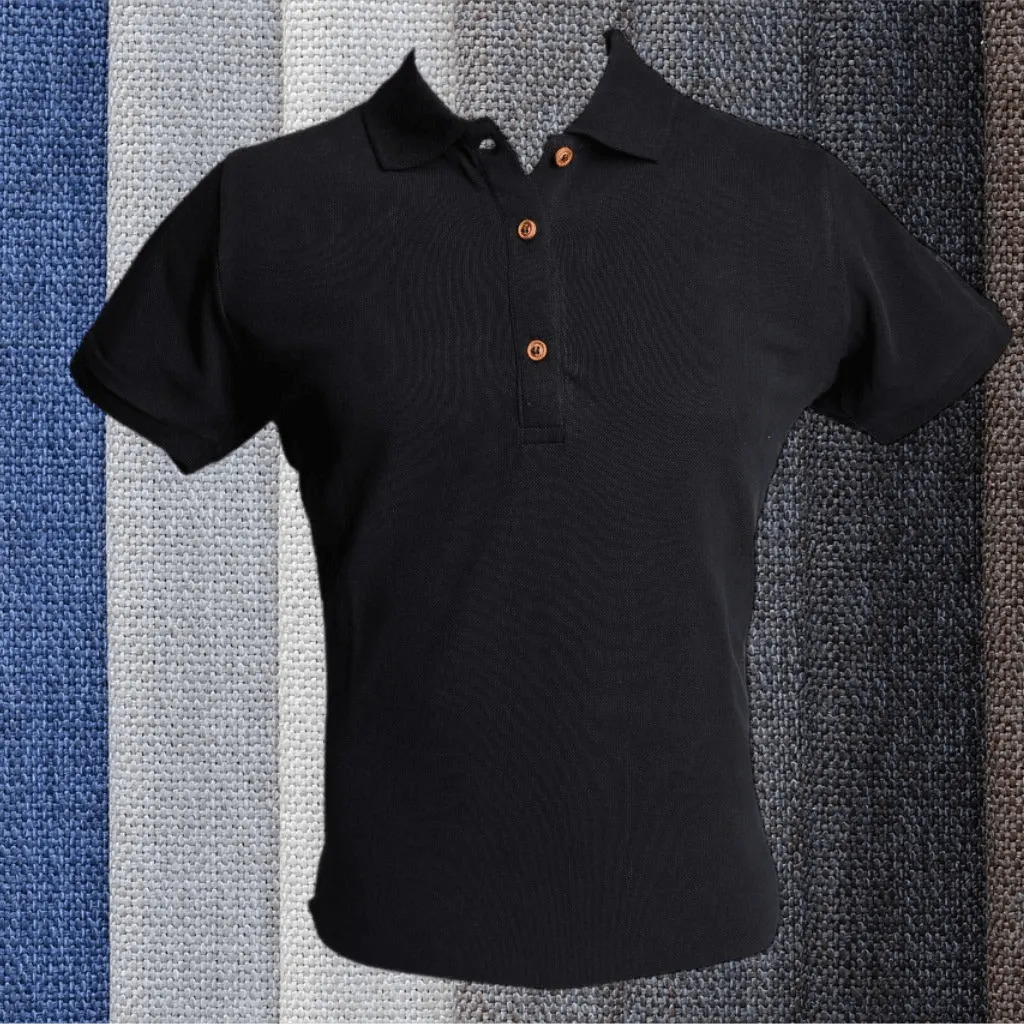 Eco Friendly Polo Shirts - Womens Polo Top Black - Organic Cotton