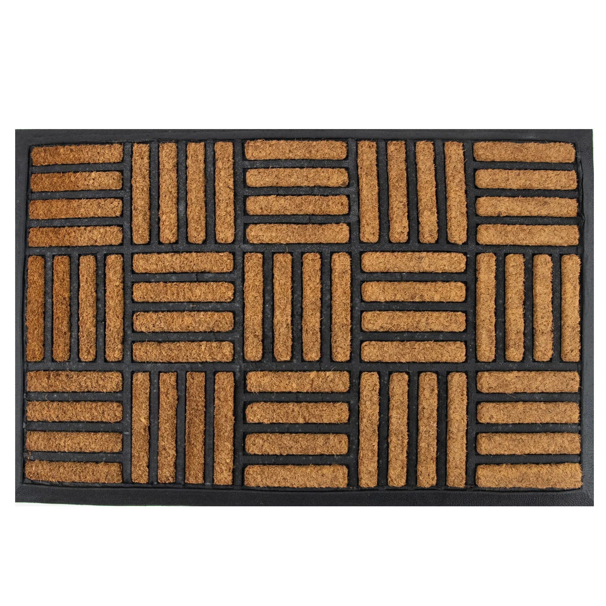 Formr Rubber Moulded Coir Brush Mat, Box Stripe- 40x60cm