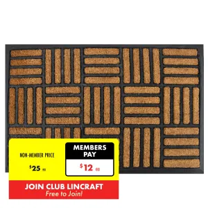 Formr Rubber Moulded Coir Brush Mat, Box Stripe- 40x60cm