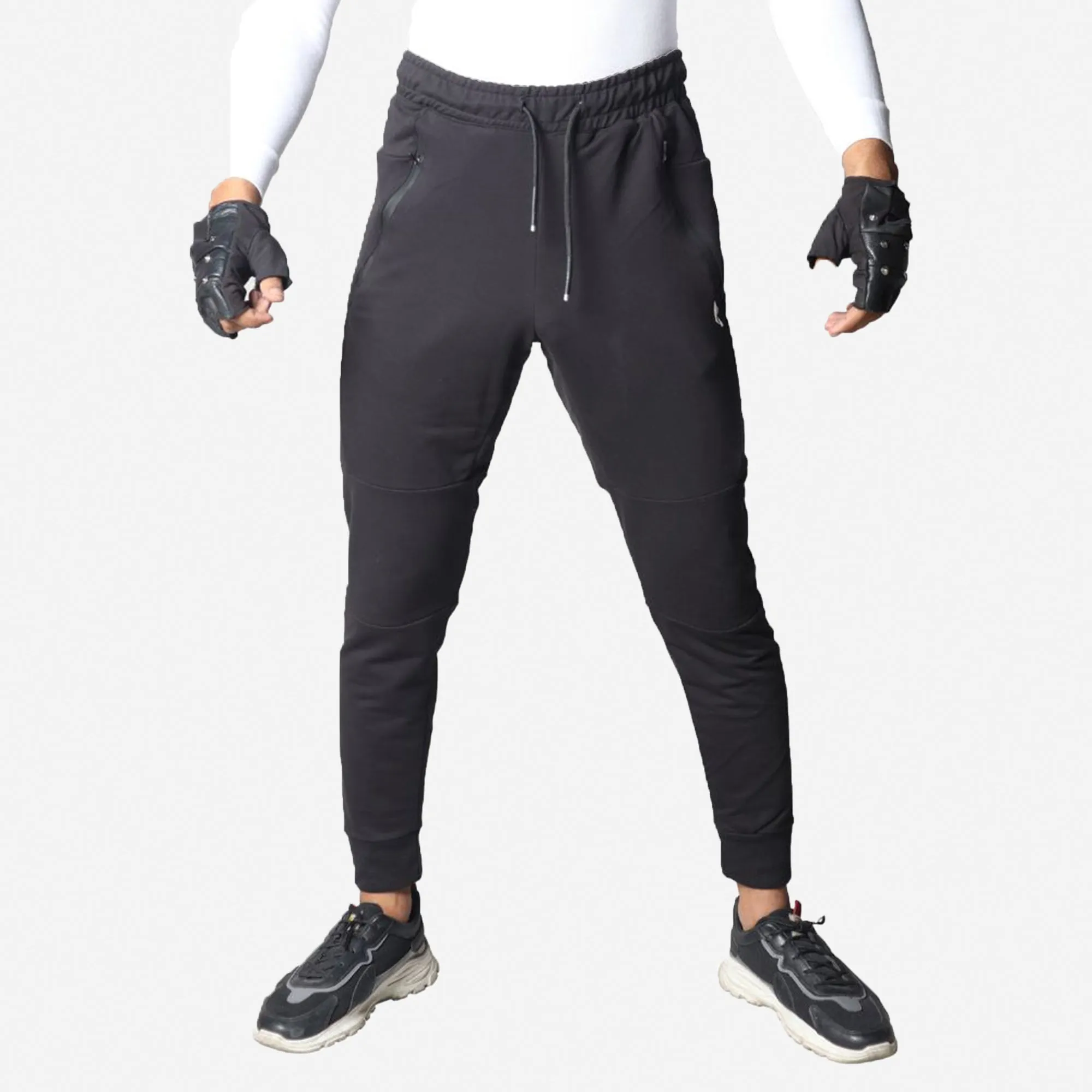 French Terry Trousers For Sports Casual Fitness Jogging - Black