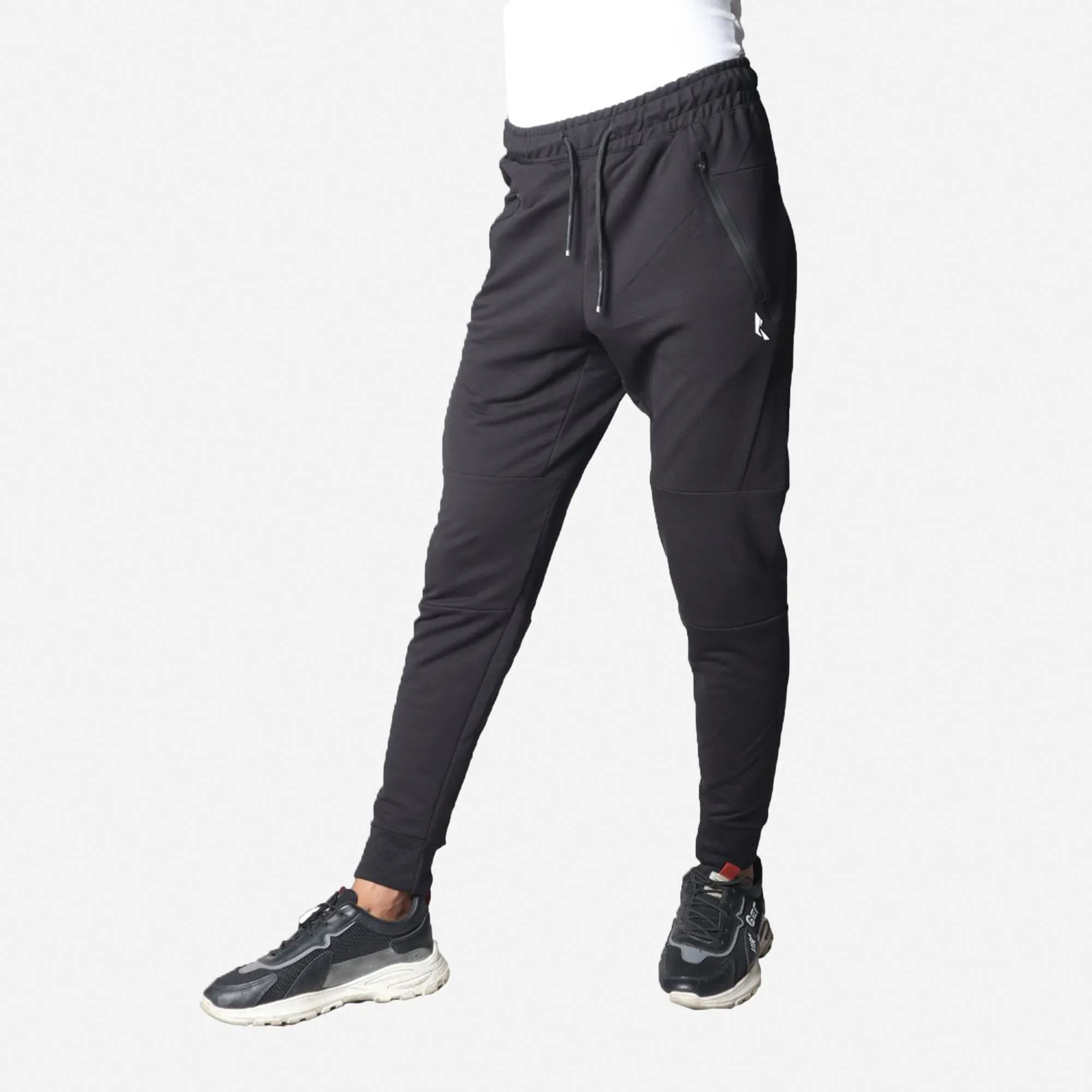 French Terry Trousers For Sports Casual Fitness Jogging - Black