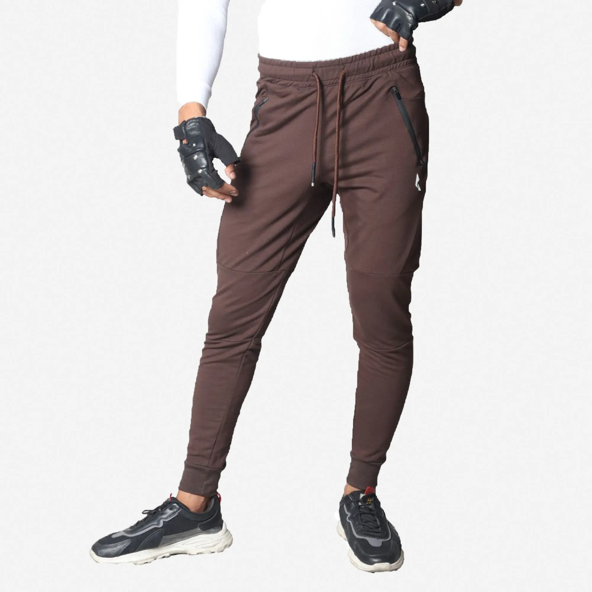 French Terry Trousers For Sports Casual Fitness Jogging - Brown