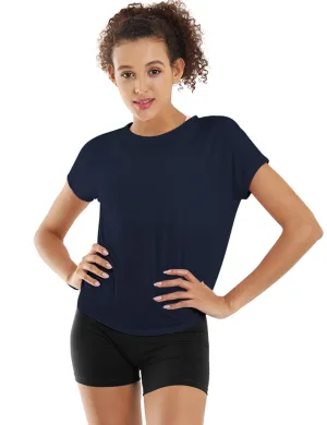 Hip Length Short Sleeve Shirt darknavy_Jogging