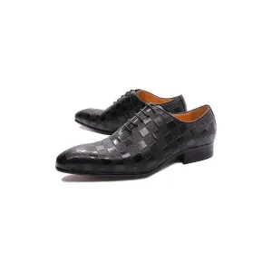 Italian Eleganza Plaid Lace-Up Oxford Dress Shoes