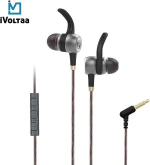 iVoltaa E2 Earnetic Sports Wired Headset With Mic- Grey