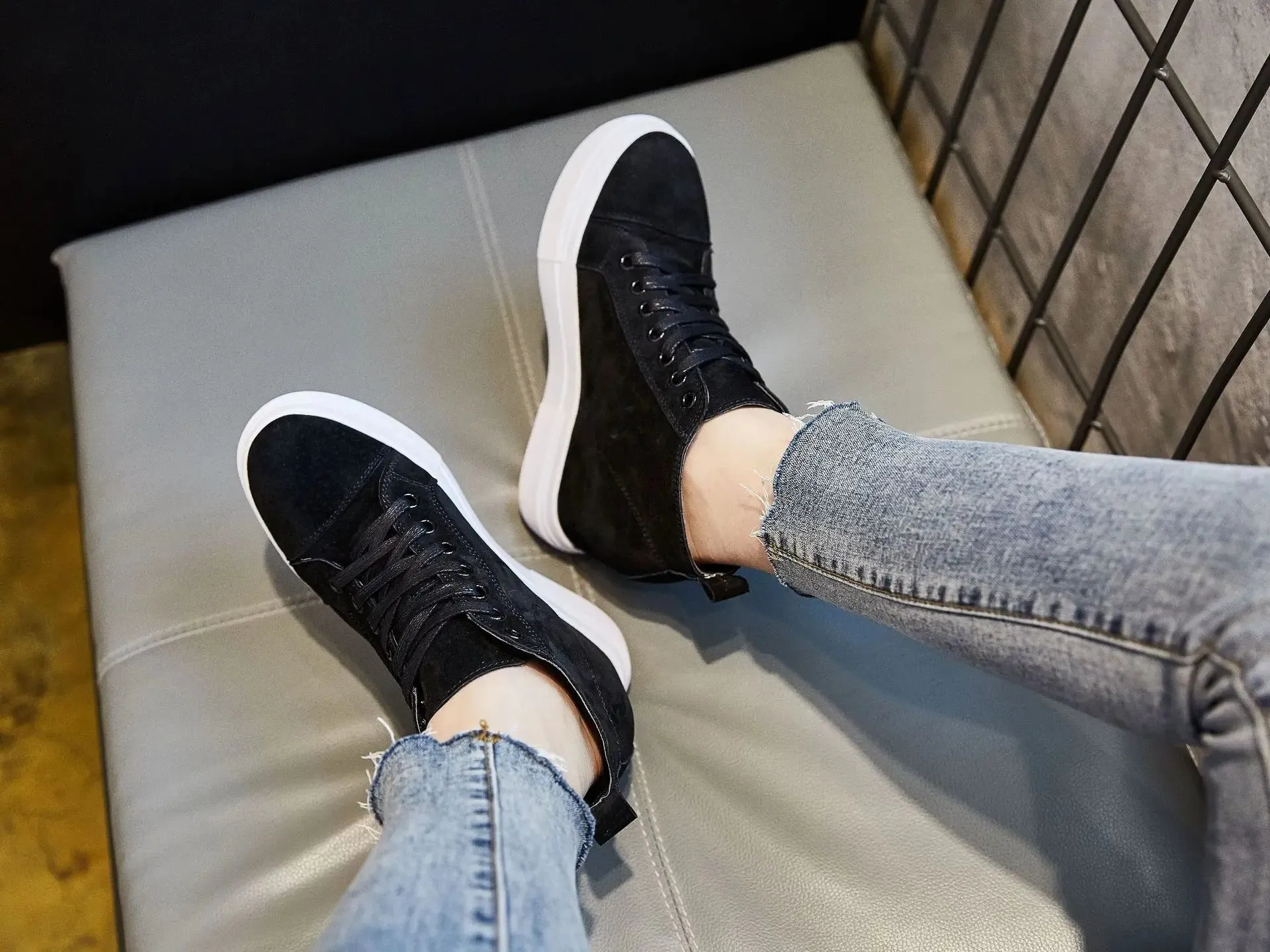 Joskaa 2024 New Cute Black Platform Sneakers