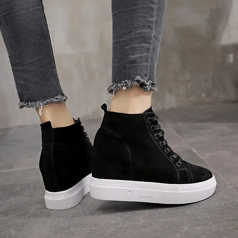 Joskaa 2024 New Cute Black Platform Sneakers