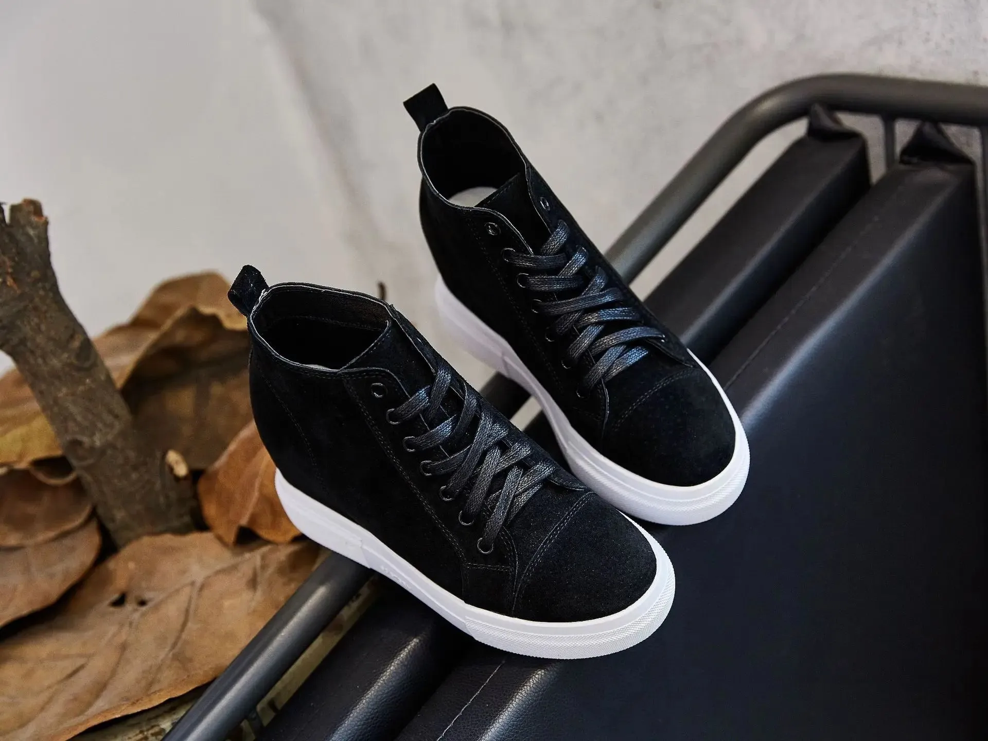 Joskaa 2024 New Cute Black Platform Sneakers