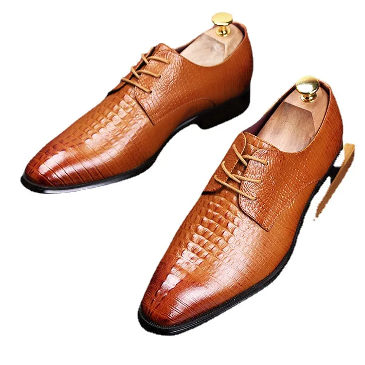 Leather men's pattern casual shoes