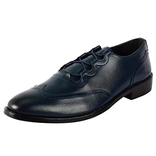 LIBERTYZENO Mens Genuine Leather Oxford Dress Shoes 1103 Navy