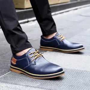 Men's Genuine Leather Lace Up Oxfords | Plus Size