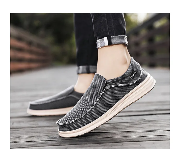 Men's walking casual shoes lightweight loafers Slip on boat canvas breathable