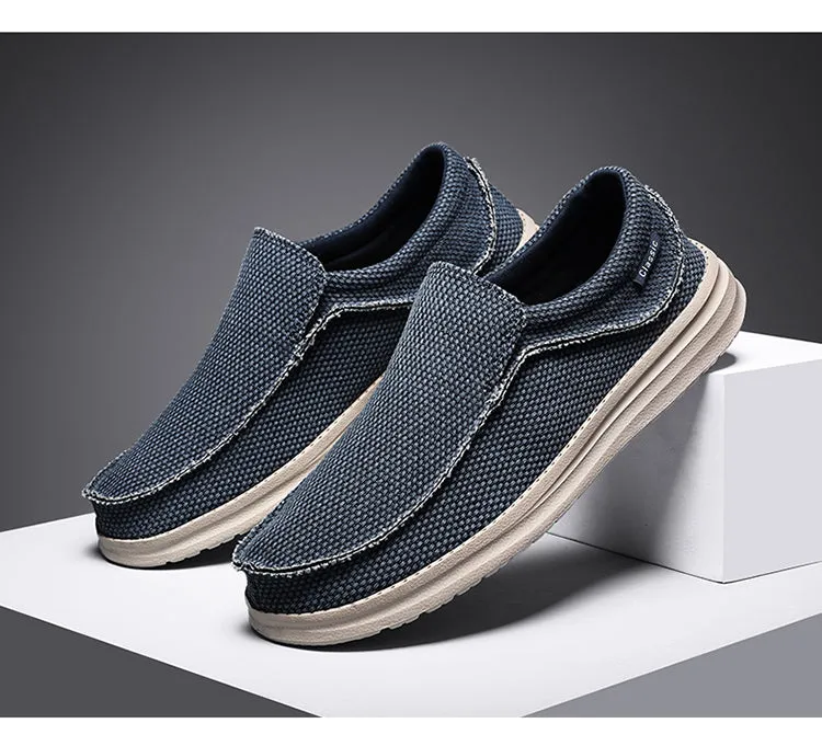 Men's walking casual shoes lightweight loafers Slip on boat canvas breathable