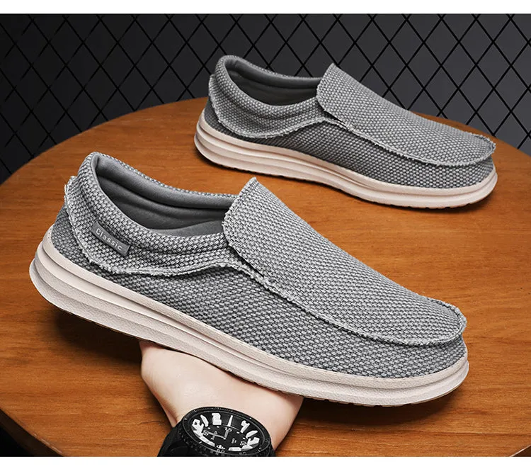 Men's walking casual shoes lightweight loafers Slip on boat canvas breathable