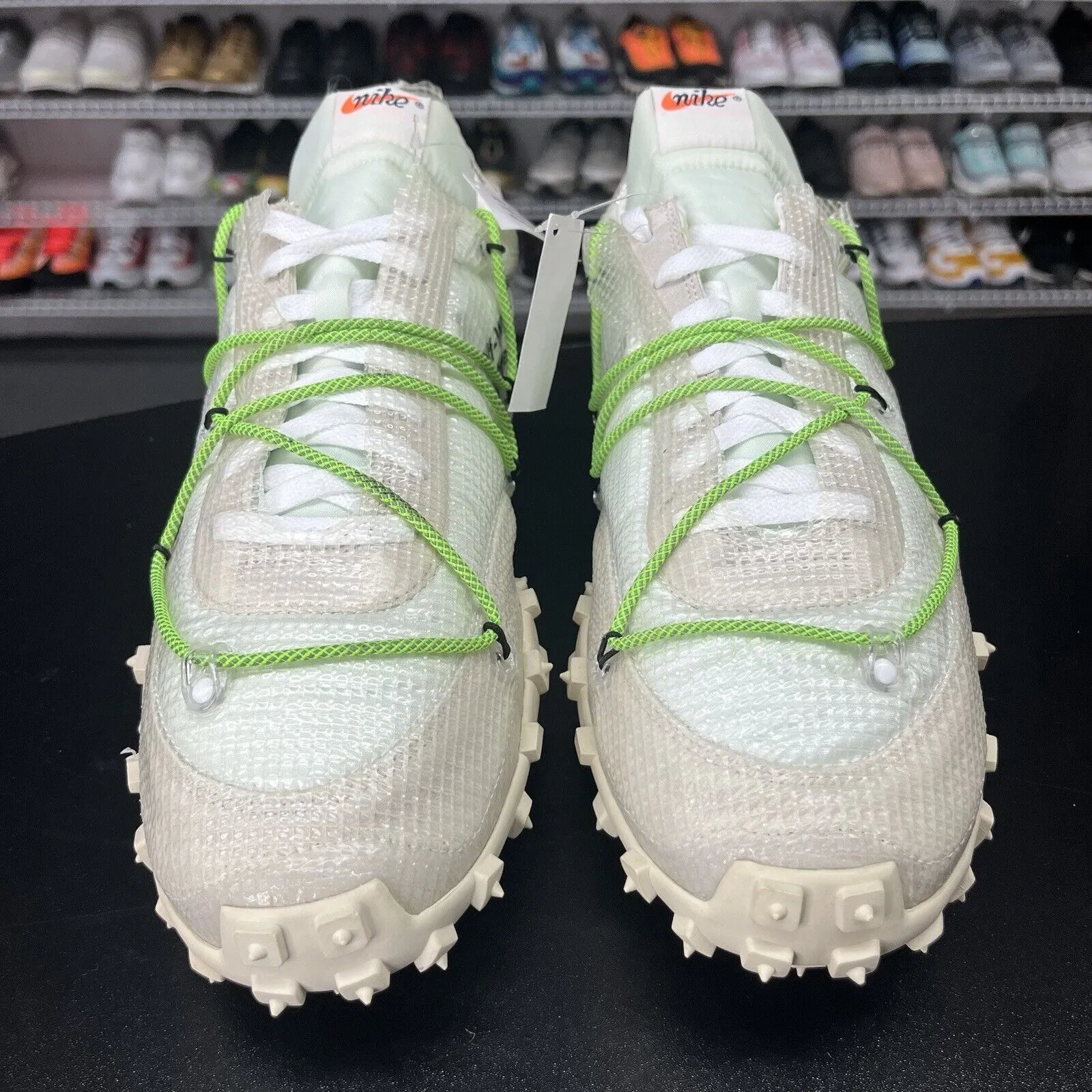 Nike Waffle Racer X Off-White White Electric Green CD8180-100 Men's Size 14