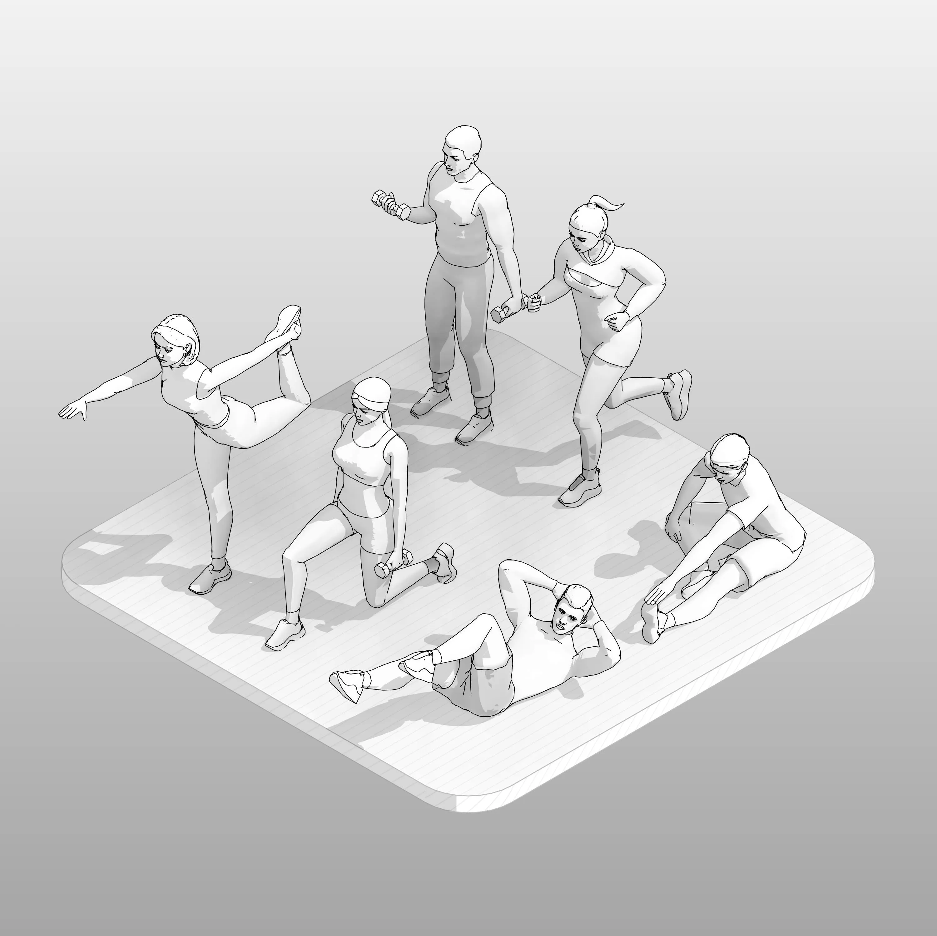 Revit People - 3D Realistic Athletic People (66 Types)