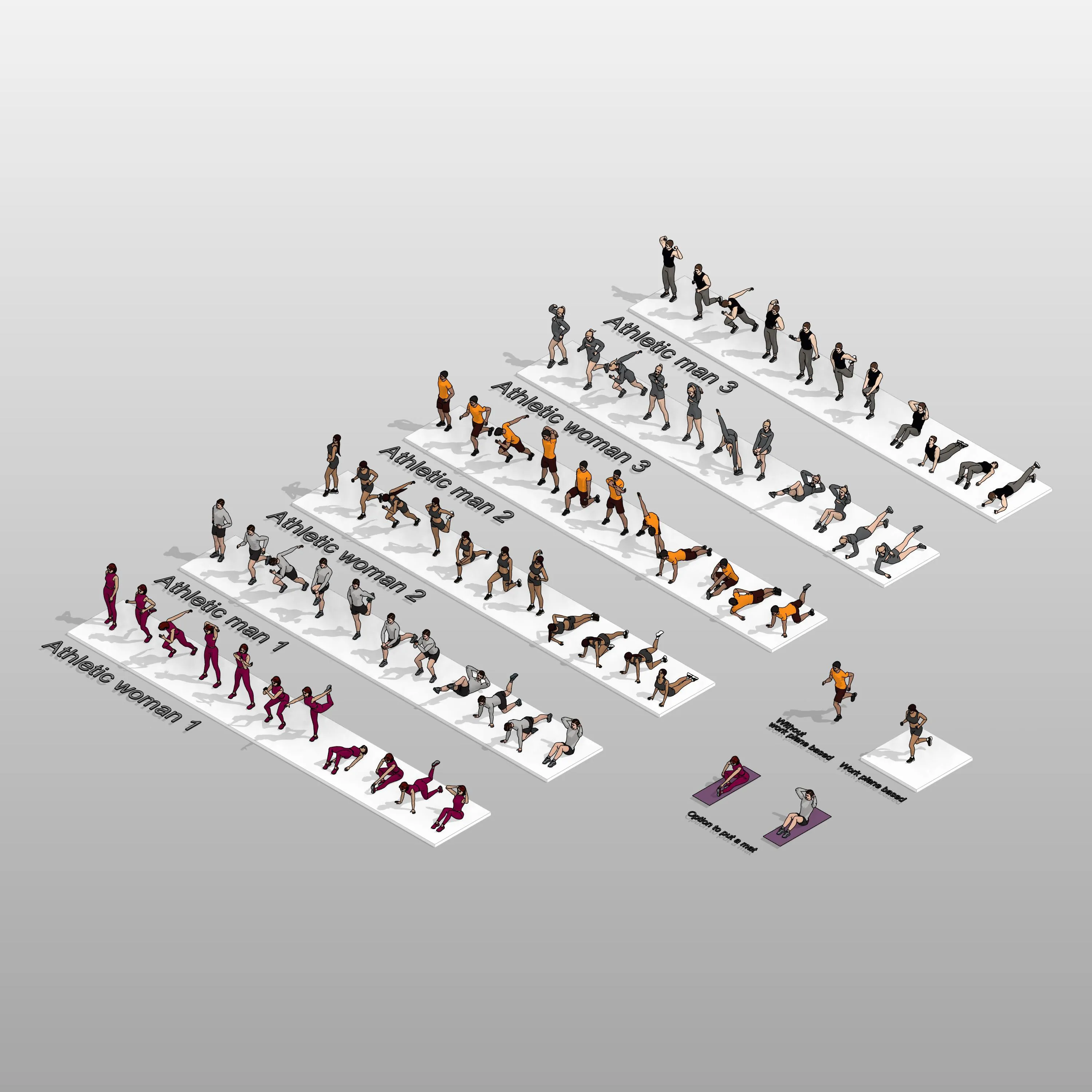 Revit People - 3D Realistic Athletic People (66 Types)