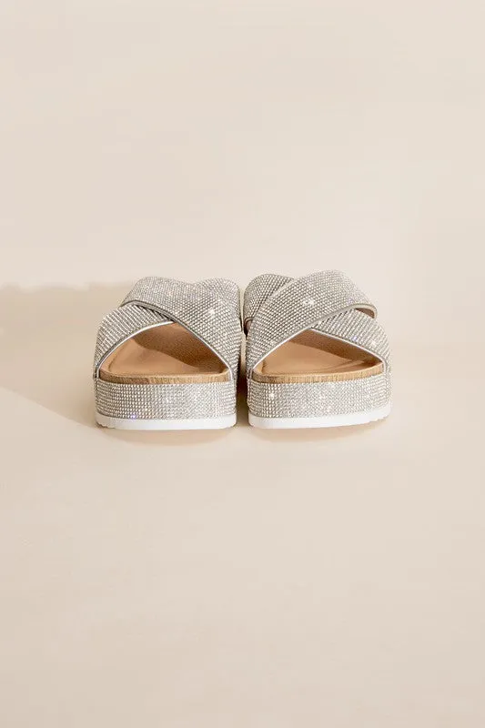 RHINESTONE SLIDES in Silver