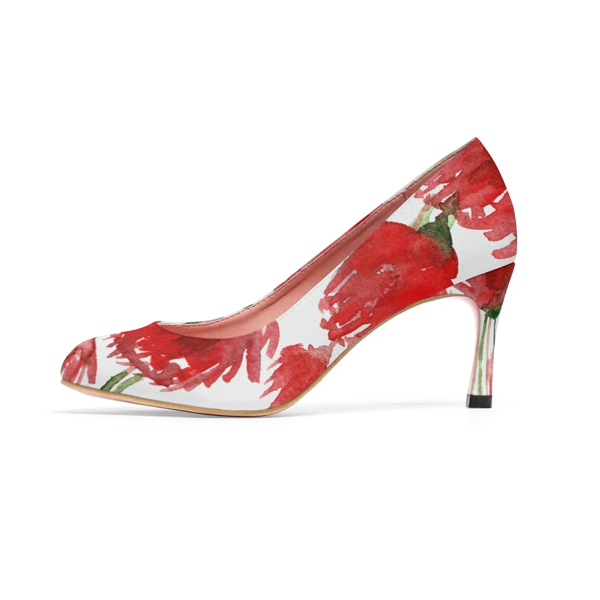 Robust Red Poppy Flower Bridal Women's Designer 3" High Heels (US Size: 5-11)