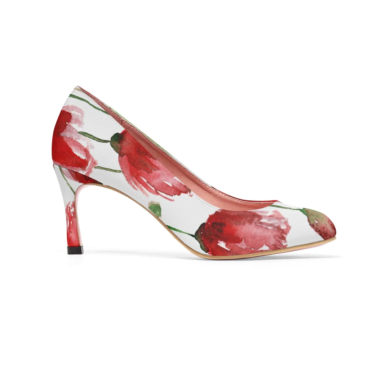 Robust Red Poppy Flower Bridal Women's Designer 3" High Heels (US Size: 5-11)