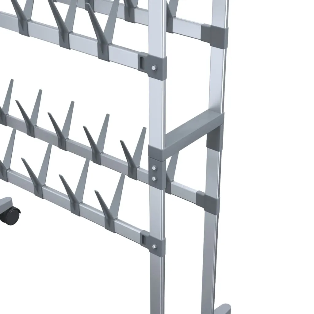 Shoe Rack with Wheels Silver 66x27x100 cm