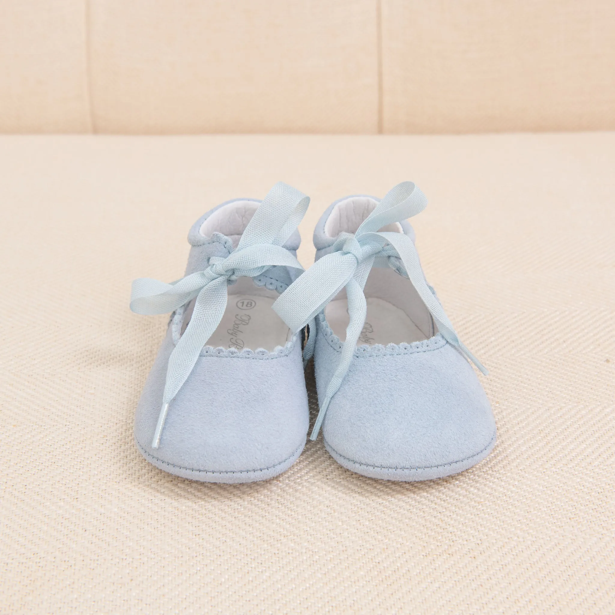 Sky Blue Suede Tie Mary Janes