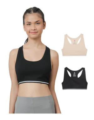 Sports Bra - Beige and Black (Pack of 2)